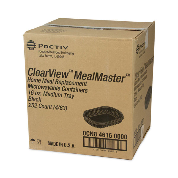 Pactiv Evergreen EarthChoice MealMaster Container, 16 oz, 8.13 x 6.5 x 1, Black, Plastic, 252/Carton (PCT0CN846160000) Case of 252