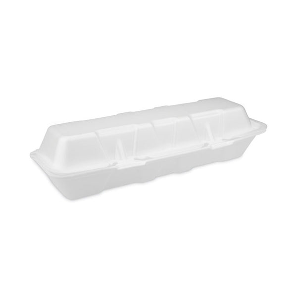 Pactiv Evergreen Foam Hinged Lid Containers, Dual Tab Lock Hoagie, 13 x 4 x 4, White, 250/Carton (PCT0TH1X267000Y) Case of 250
