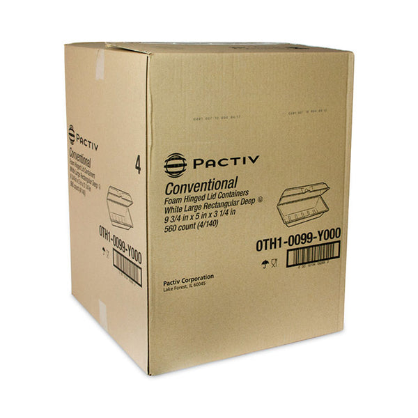 Pactiv Evergreen Foam Hinged Lid Containers, Single Tab Lock Hoagie, 9.75 x 5 x 3.25, White, 560/Carton (PCT0TH10099Y000) Case of 560
