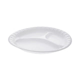 Pactiv Evergreen Placesetter Satin Non-Laminated Foam Dinnerware, 3-Compartment Plate, 10.25" dia, White, 540/Carton (PCT0TH10044000Y) Case of 540