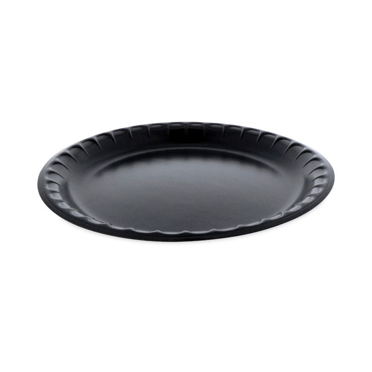 Pactiv Evergreen Placesetter Deluxe Laminated Foam Dinnerware, Plate, 10.25" dia, Black, 540/Carton (PCT0TKB0010000Y)