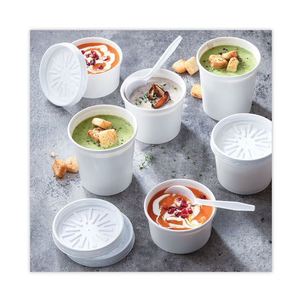 Pactiv Evergreen Paper Round Food Container and Lid Combo, 12 oz, 3.75" Diameter x 3h", White, 250/Carton (PCTD12RBLD) Case of 250