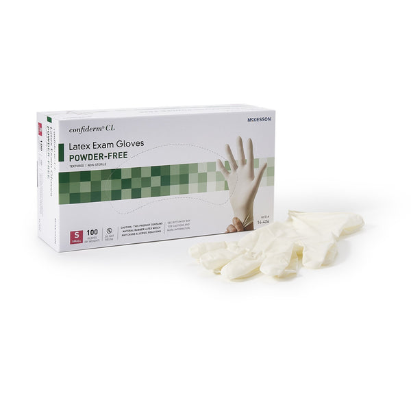 McKesson Confiderm® Exam Glove Small NonSterile Latex Standard Cuff Length Textured Fingertips Ivory Not Rated (921592_CS) 1000/CS