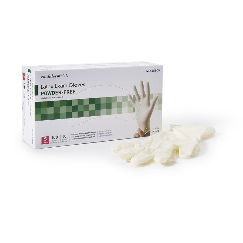 McKesson Confiderm® Exam Glove Small NonSterile Latex Standard Cuff Length Textured Fingertips Ivory Not Rated (921592_CS) 1000/CS