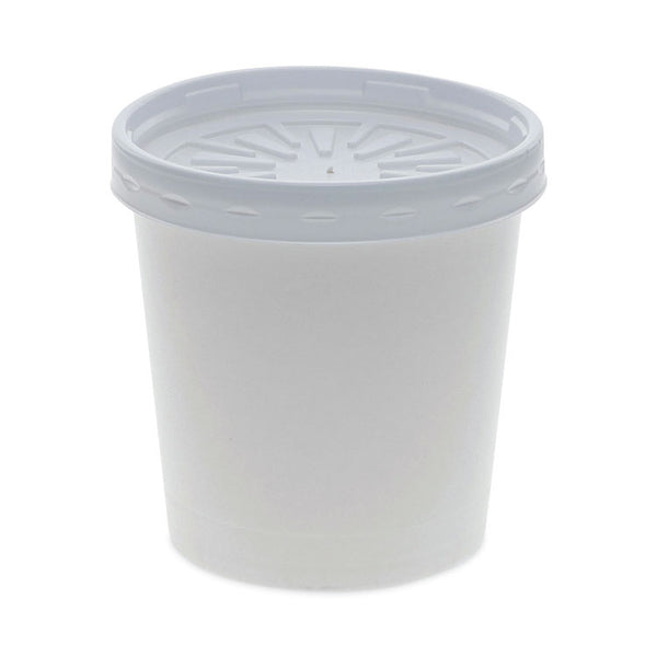 Pactiv Evergreen Paper Round Food Container and Lid Combo, 16 oz, 3.75" Diameter x 3.88h", White, 250/Carton (PCTD16RBLD) Case of 250