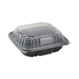 Pactiv Evergreen EarthChoice Vented Dual Color Microwavable Hinged Lid Container, 1-Compartment, 38oz, 8.5x8.5x3, Black/Clear, Plastic, 150/CT (PCTDC858100B000) Case of 150