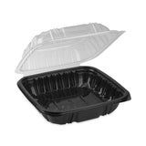 Pactiv Evergreen EarthChoice Vented Dual Color Microwavable Hinged Lid Container, 1-Compartment, 38oz, 8.5x8.5x3, Black/Clear, Plastic, 150/CT (PCTDC858100B000) Case of 150