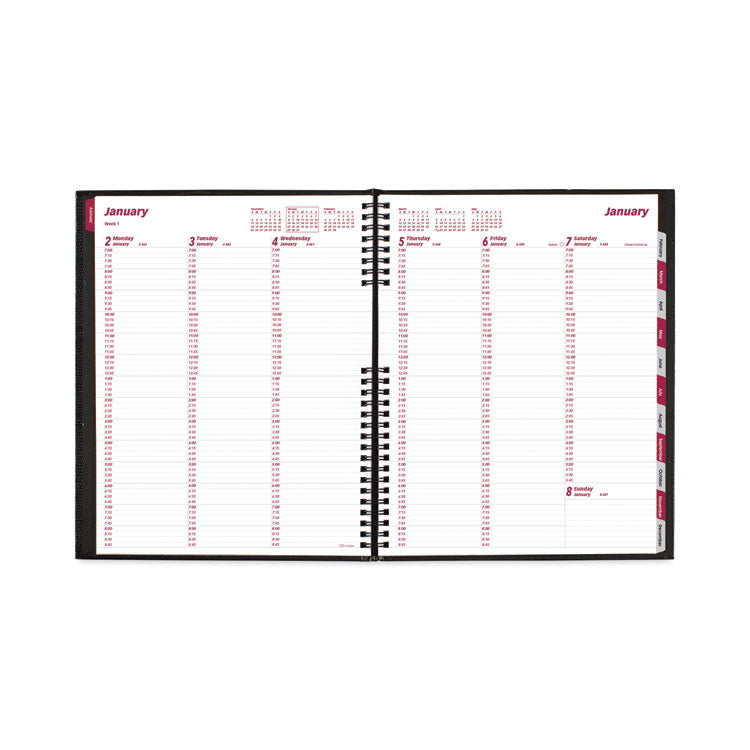 Brownline® CoilPro Weekly Appointment Book in Columnar Format, 11 x 8.5, Black Lizard-Look Cover, 12-Month (Jan to Dec): 2024 (REDCB950CBLK)