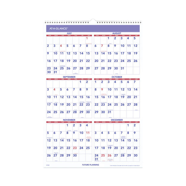 AT-A-GLANCE® Academic Year Monthly Wall Calendar with Ruled Daily Blocks, 15.5 x 22.75, White Sheets, 12-Month (July to June): 2022-2023 (AAGAY328)