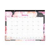 Joselyn Desk Pad, Rose Artwork, 22 x 17, White/Pink/Peach Sheets, Black Binding, Clear Corners, 12-Month (Jan to Dec): 2025 (BLS102714) Each