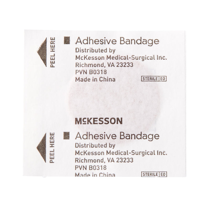 McKesson Adhesive Spot Bandage 1 Inch Fabric Round Tan Sterile (466870_BX) 100/BX