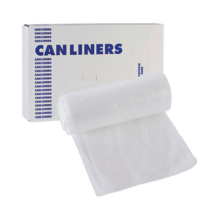 Boardwalk® High-Density Can Liners, 10 gal, 6 microns, 24" x 23", Natural, 50 Bags/Roll, 20 Rolls/Carton (BWK242306)