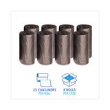 Boardwalk® High-Density Can Liners, 60 gal, 14 mic, 38" x 58", Black, Perforated Roll, 25 Bags/Roll, 8 Rolls/Carton (BWK385814K) Case of 200
