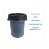 Boardwalk® High-Density Can Liners, 60 gal, 14 mic, 38" x 58", Black, Perforated Roll, 25 Bags/Roll, 8 Rolls/Carton (BWK385814K) Case of 200