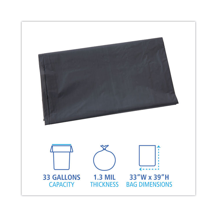 Boardwalk® Linear Low Density Industrial Can Liners, 33 gal, 1.3 mil, 33 x 39, Gray, 100/Carton (BWKG3339G) Case of 100