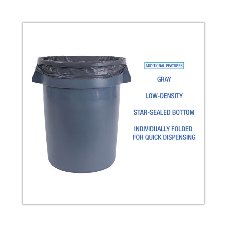 Boardwalk® Linear Low Density Industrial Can Liners, 33 gal, 1.3 mil, 33 x 39, Gray, 100/Carton (BWKG3339G) Case of 100