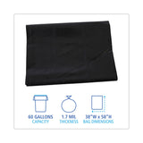 Boardwalk® Linear Low Density Industrial Can Liners, 60 gal, 1.7 mil, 38 x 58, Black, 100/Carton (BWKG3858HBL) Case of 100