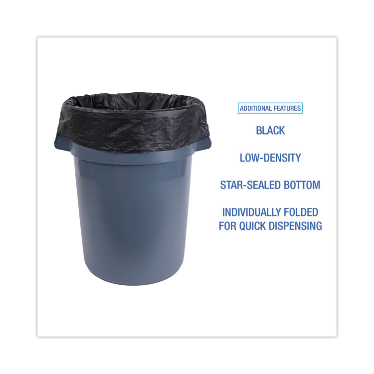 Boardwalk® Linear Low Density Industrial Can Liners, 60 gal, 1.7 mil, 38 x 58, Black, 100/Carton (BWKG3858HBL) Case of 100