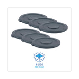 Boardwalk® Lids for 32 gal Waste Receptacle, Flat-Top, Round, Plastic, Gray (BWK32GLWRLIDG)