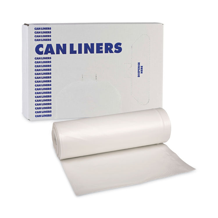 Boardwalk® Linear Low Density Can Liners, 30 gal, 0.62 mil, 30" x 36", White, 10 Bags/Roll, 20 Rolls/Carton (BWK511) Case of 200