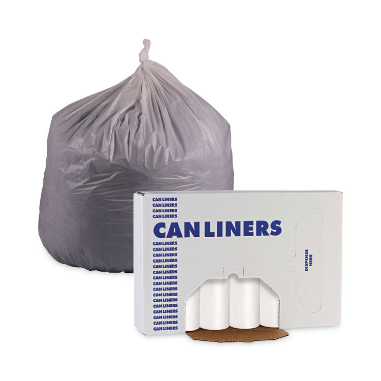 Boardwalk® Linear Low Density Can Liners, 55 gal, 0.63 mil, 38" x 58", White, 10 Bags/Roll, 10 Rolls/Carton (BWK515) Case of 100