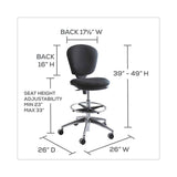 Safco® Metro Collection Extended-Height Chair, Supports Up to 250 lb, 23" to 33" Seat Height, Black Seat/Back, Chrome Base (SAF3442BL) Each