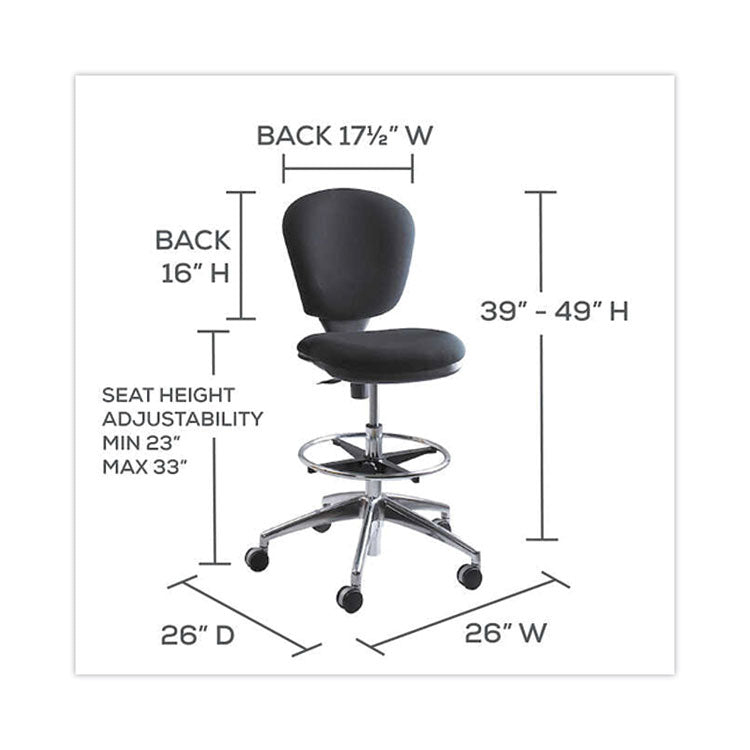 Safco® Metro Collection Extended-Height Chair, Supports Up to 250 lb, 23" to 33" Seat Height, Black Seat/Back, Chrome Base (SAF3442BL) Each