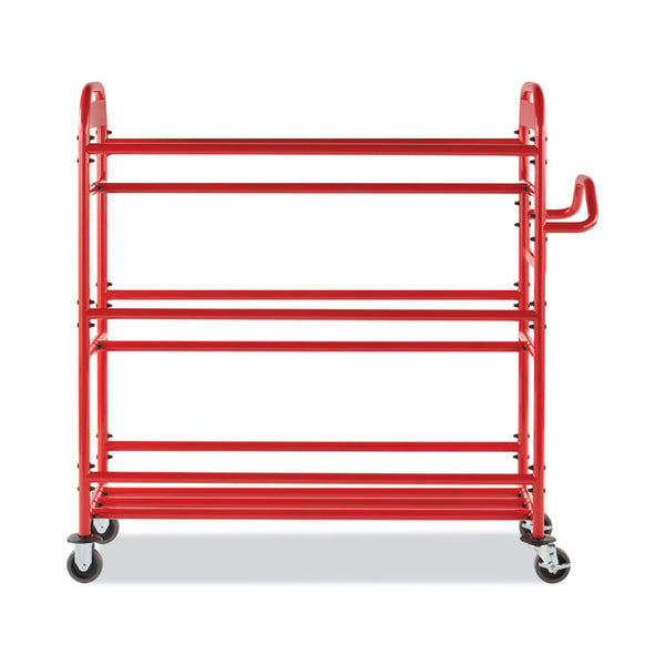 Rubbermaid® Commercial Tote Picking Cart, Metal, 3 Shelves, 450 lb Capacity, 57" x 18.5" x 55", Red (RCP2144269)