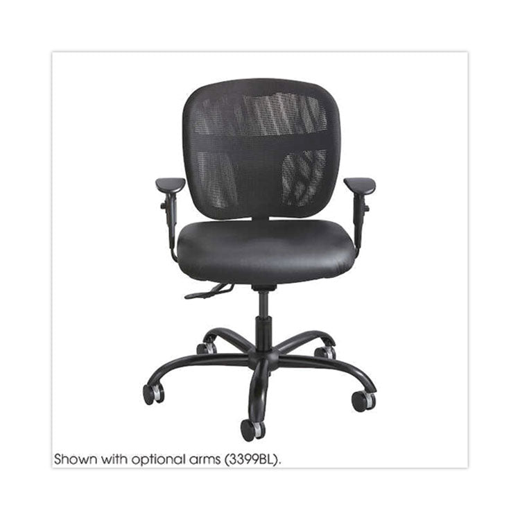 Safco® Vue Intensive-Use Mesh Task Chair, Supports Up to 500 lb, 18.5" to 21" Seat Height, Black Vinyl Seat/Back, Black Base (SAF3397BV) Each