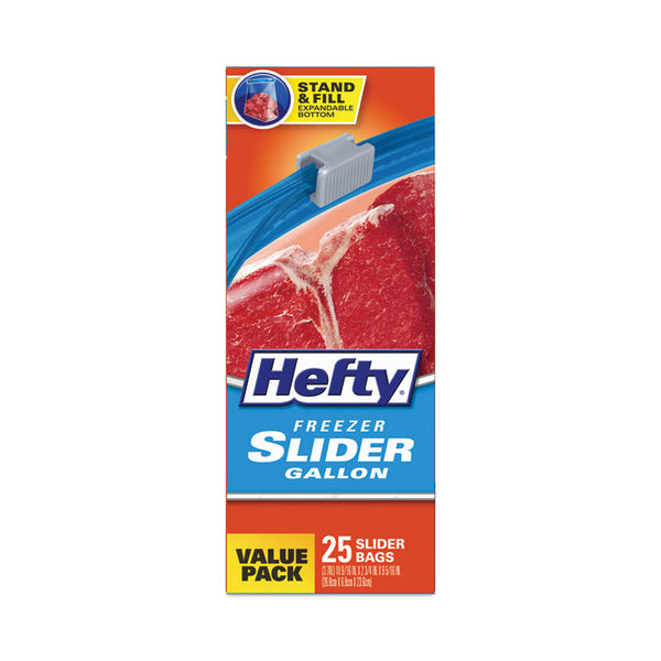 Hefty® Slider Bags, 1 gal, 2.5 mil, 10.56" x 11", Clear, 25/Box (RFPR82425)