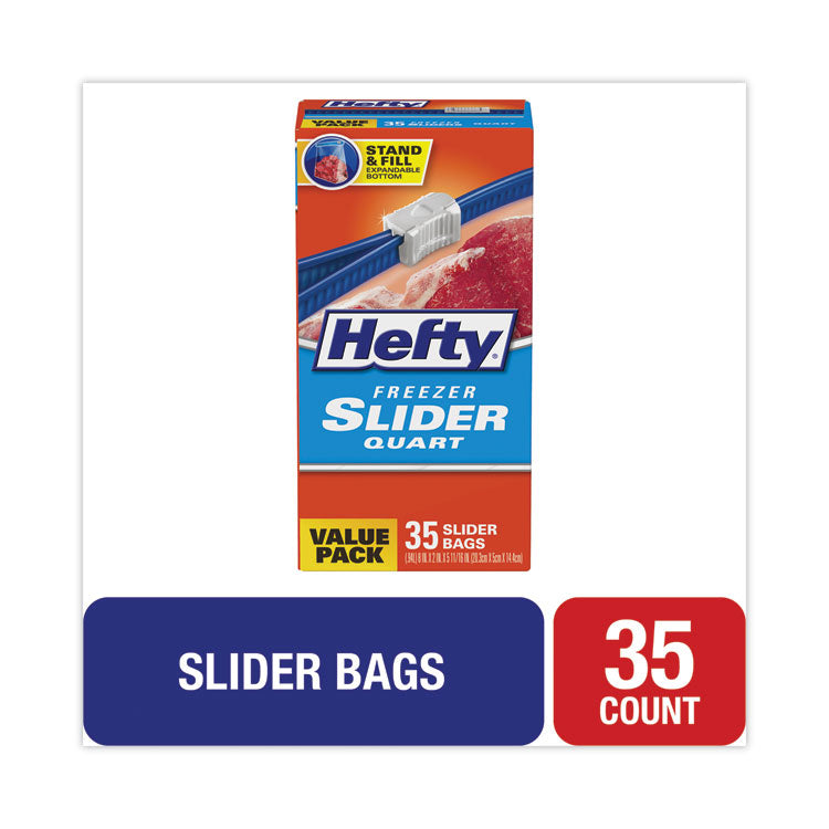 Hefty® Slider Bags, 1 qt, 2.5 mil, 7" x 8", Clear, 35/Box (RFPR82235)