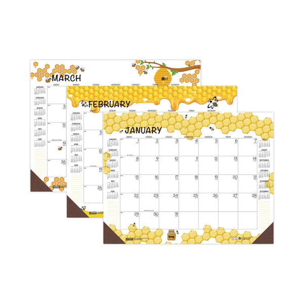 House of Doolittle™ Recycled Honeycomb Desk Pad Calendar, Honeycomb Artwork, 18.5 x 13, White/Multicolor Sheets, 12-Month (Jan to Dec): 2026 (HOD1566) Each