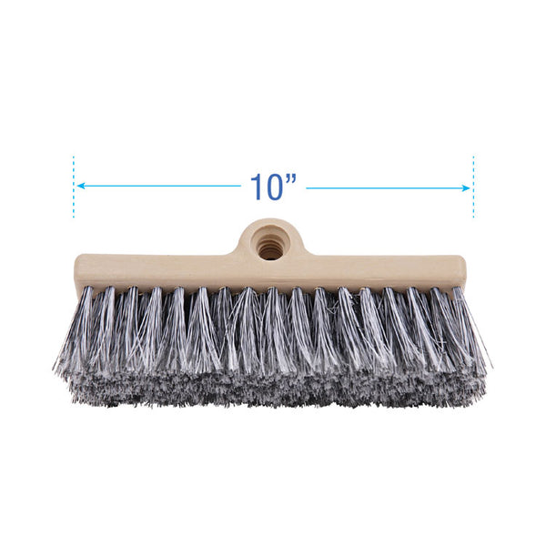 Boardwalk® Dual-Surface Black Polypropylene Bristles, 10" Brush, Brown Plastic Handle (BWK8420)