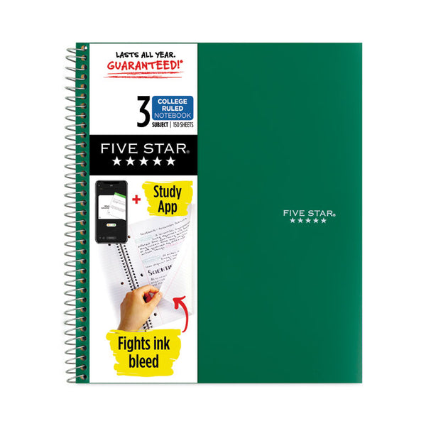 Five Star® Wirebound Notebook with Four Pockets, 3-Subject, Medium/College Rule, Randomly Assorted Cover Color, (150) 11 x 8.5 Sheets (MEA06210) Each