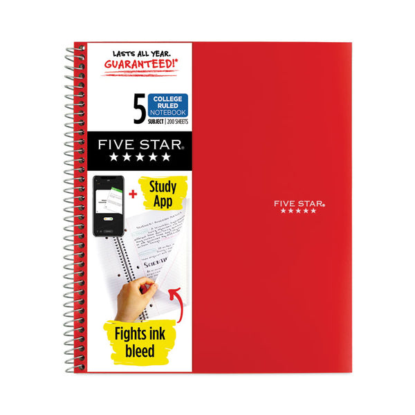 Five Star® Wirebound Notebook with Eight Pockets, 5-Subject, Medium/College Rule, Randomly Assorted Cover Color, (200) 11 x 8.5 Sheets (MEA06208) Each