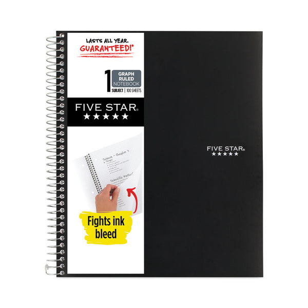 Five Star® Wirebound Notebook with 2 Pockets, 1-Subject, Quadrille Rule (4 sq/in), Randomly Assorted Cover Color, (100) 11 x 8.5 Sheets (MEA06190)