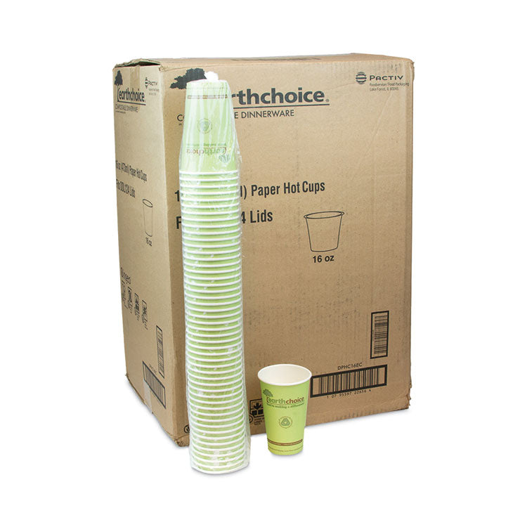 Pactiv Evergreen EarthChoice Compostable Paper Cup, 16 oz, Green, 1,000/Carton (PCTDPHC16EC) Case of 1,000