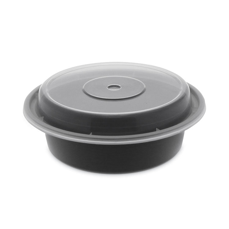 Pactiv Evergreen Newspring VERSAtainer Microwavable Containers, 16 oz, 6" Diameter, Black/Clear, Plastic, 150/Carton (PCTNC718B) Case of 150