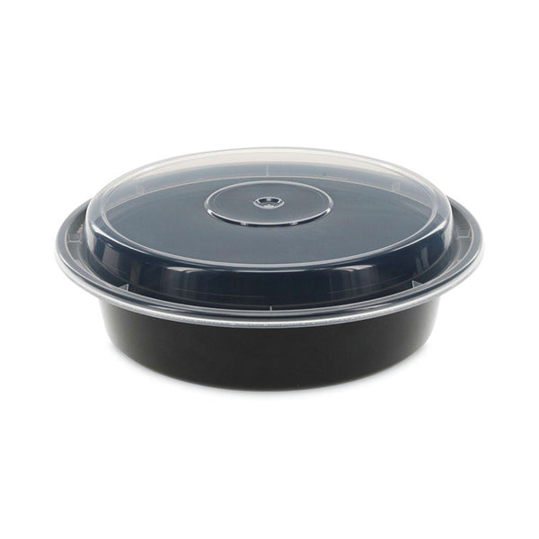 Pactiv Evergreen Newspring VERSAtainer Microwavable Containers, 24 oz, 7" Diameter, Black/Clear, Plastic, 150/Carton (PCTNC723B) Case of 150