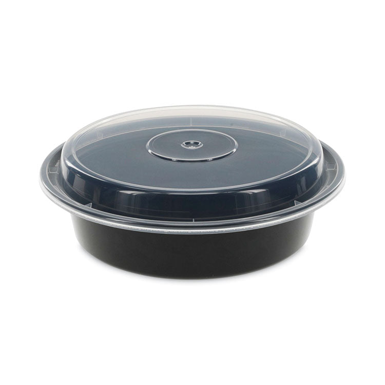 Pactiv Evergreen Newspring VERSAtainer Microwavable Containers, 24 oz, 7" Diameter, Black/Clear, Plastic, 150/Carton (PCTNC723B) Case of 150