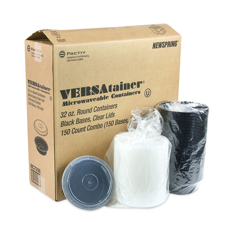 Pactiv Evergreen Newspring VERSAtainer Microwavable Containers, 32 oz, 7 Diameter x 2 h, Black/Clear, Plastic, 150/Carton (PCTNC729B) Case of 150