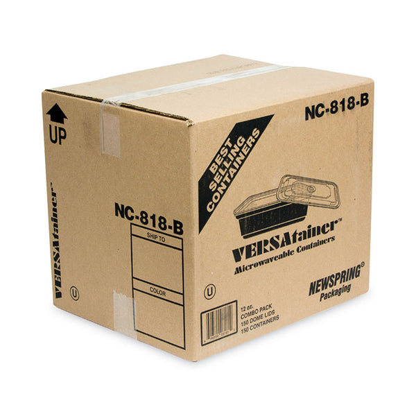 Pactiv Evergreen Newspring VERSAtainer Microwavable Containers, 12 oz, 4.5 x 5.5 x 1.75, Black/Clear, Plastic, 150/Carton (PCTNC818B) Case of 150