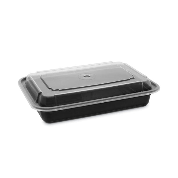 Pactiv Evergreen Newspring VERSAtainer Microwavable Containers, 28 oz, 7.25 x 5 x 1.5, Black Base/Clear Lid, Plastic, 150/Carton (PCTNC868B) Case of 150