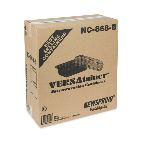 Pactiv Evergreen Newspring VERSAtainer Microwavable Containers, 28 oz, 7.25 x 5 x 1.5, Black Base/Clear Lid, Plastic, 150/Carton (PCTNC868B) Case of 150