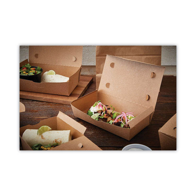 Pactiv Evergreen EarthChoice OneBox Paper Box, 77 oz, 9 x 4.85 x 2.7, Kraft, 162/Carton (PCTNOB04SKEC) Case of 162