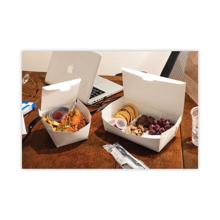 Pactiv Evergreen EarthChoice OneBox Paper Box, 77 oz, 9 x 4.85 x 2.7, White, 162/Carton (PCTNOB04SW) Case of 162