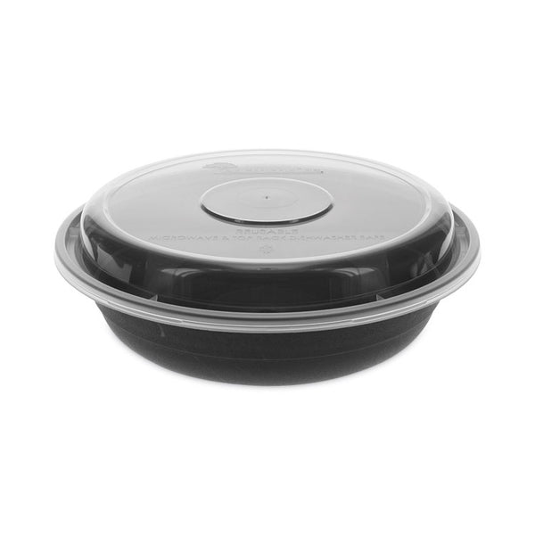 Pactiv Evergreen EarthChoice Versa2Go Microwaveable Container, 22 oz, 6.8 x 6.8 x 1.8, Black/Clear, Plastic, 150/Carton (PCTNV2GRN237B)