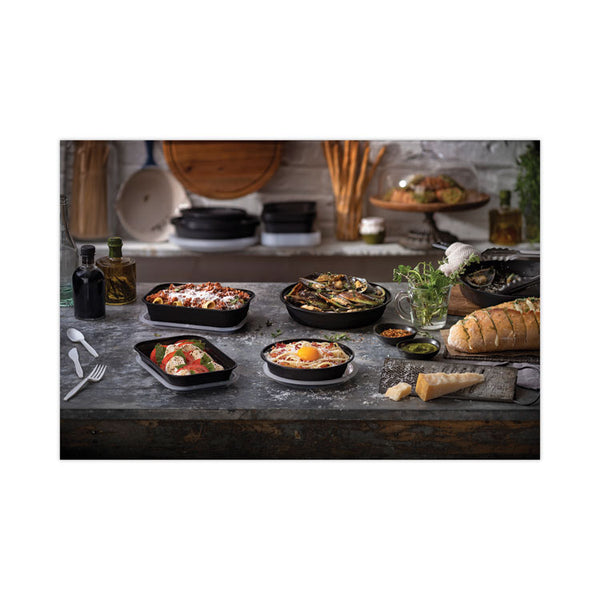 Pactiv Evergreen EarthChoice Versa2Go Microwaveable Container, 22 oz, 6.8 x 6.8 x 1.8, Black/Clear, Plastic, 150/Carton (PCTNV2GRN237B)