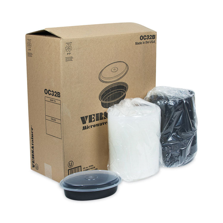 Pactiv Evergreen Newspring VERSAtainer Microwavable Containers, Oval, 32 oz, 9.1 x 6.7 x 1.9, Black/Clear, Plastic, 150/Carton (PCTOC32B) Case of 150