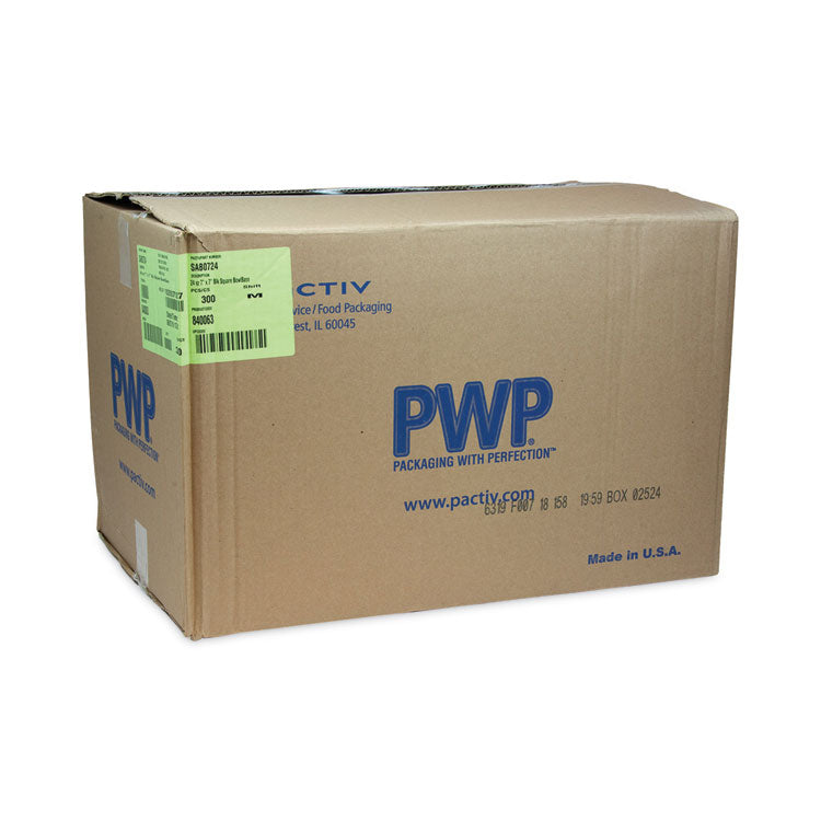 Pactiv Evergreen EarthChoice Square Recycled Bowl, 24 oz, 7 x 7 x 1.52, Black, Plastic, 300/Carton (PCTSAB0724) Case of 300